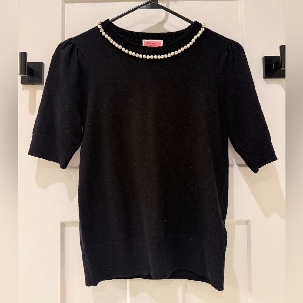 Kate Spade Black Sweater with Pearl Collar Size XS